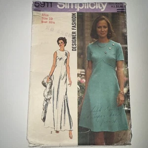 c. 1973, SIMPLICITY 5911, Wedding, Eveningsz 10 Bust 32.5"/ 83cm  USED but compl - Picture 1 of 3
