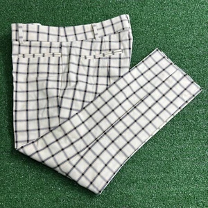 The Essential Slim By Anthropologie Plaid Ankle Pants Ivory Blue Check Size 10 - Picture 1 of 10