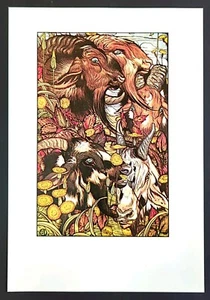 Edward Julius Detmold Aesop's The She-goats And Their Beards Art Print Bookplate - Picture 1 of 4