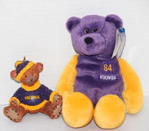 Minnesota Vikings Randy Moss Purple Gold NFL Bear 1999 Limited Treasures Ornamen - Picture 1 of 2