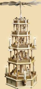 Pyramid Nativity 4 Levels Electric 29 1/2in New Table Pyramid Ore Mountains - Picture 1 of 1