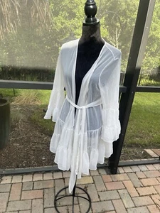 Vintage Betsey Johnson Intimates OS Robe Sheer Ruffles - Picture 1 of 5