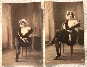 2 EDLE ANTIKE FRANZÖSISCHE AKT FIGUR FOTO VINTAGE POSTKARTEN JEAN AGELOU FOT PARIS - Bild 1 von 2