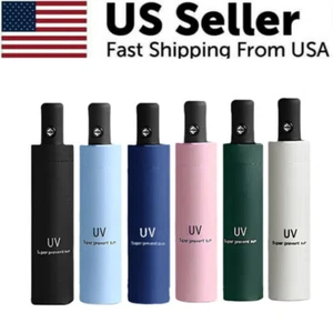 Automatic Black Umbrella Anti-UV Sun/Rain Windproof 3 Folding Compact Umbrella - Picture 1 of 33