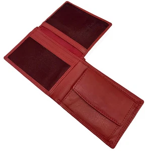 Petit Mini Portefeuille Paul.hide Porte-monnaie Cuir Souple Rouge - Picture 1 of 1