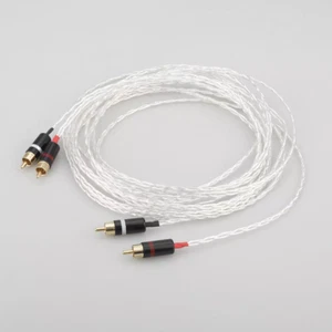 Paar OCC versilbertes RCA-Kabel Audio Verbindung Signal Draht vergoldeter Stecker - Bild 1 von 7