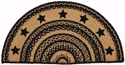 Braided Hearth or Doorway Rug Eco-Friendly Half Circle 33" L Farmhouse Stars - Image 1 of 4