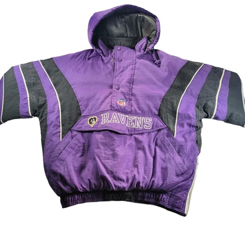 Vintage Baltimore Ravens Starter Coat Jacket Pullover Jacket Pro Line SZ XL Rare Cover