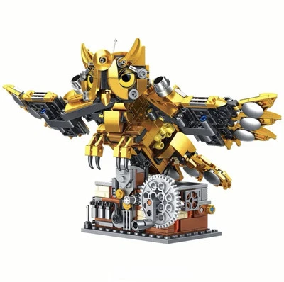 Juego de bloques de construcción mecánicos de búho inspirado en Steampunk, color dorado, 600 piezas, 14+ Foto 1 de 4
