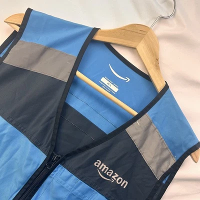 Amazon Vest Mens M/L Reflective Blue Black Safety High Visibility Uniform - Image 1 of 4