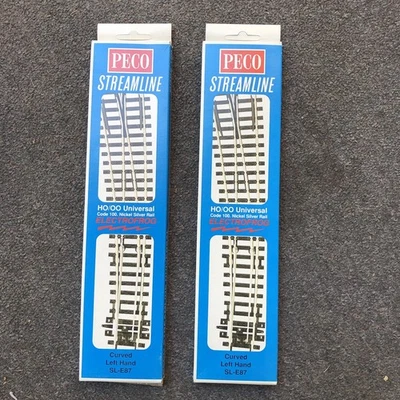 Peco SL-E87 HO/OO Scale~Left Hand Curved ~ Electrofrog ~ Code 100. Pair (2pcs) - Image 1 of 4
