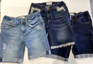 3 Pairs Girls Long Bermuda Style Denim Shorts Size 10 -2 Jordache, 1 SO Brand - Picture 1 of 15