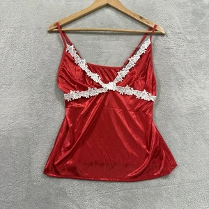 Vintage Blouse Lingerie Top Women S Red Spaghetti Strap Boho Fairy Coquette Lace - Picture 1 of 5