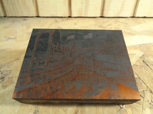 Departure of "Great Mississippi Expedition" - Historic Iowa Printing Press Block - Picture 1 of 5
