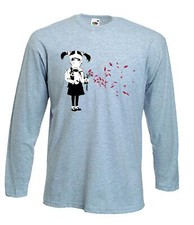 BANKSY GAS MASK GIRL LONG SLEEVE T-SHIRT - Urban Art - Choice Of Colours
