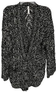 RVCA Oversized Cardigan Heavy Weight Knit Sweater Womens Small Black White XB23 - Picture 1 of 6