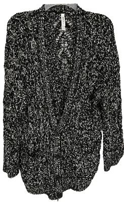 RVCA Oversized Cardigan Heavy Weight Knit Sweater Womens Small Black White XB23 - Image 1 of 4
