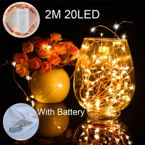2M 20LED Warm White String Light With Battery Copper Button Christmas DIY Lamp - Picture 1 of 8