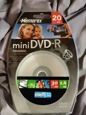 🔥Memorex MINI DVD-R 1.4 GB 30 Min Single Sided 20 Pack New Sealed 🔥 - Image 1 of 3