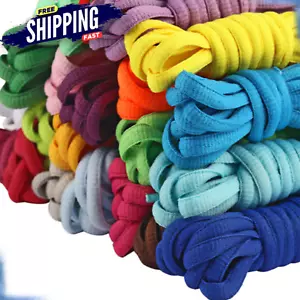 Colorful Coloured Shoelaces Flat Oval Round Bootlace Sneaker shoe laces - Picture 1 of 43