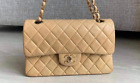 SMALL CLASSIC CHANEL  LAMB SKIN DOUBLE FLAP  BEIGE GOLD METEL RRP$16,300