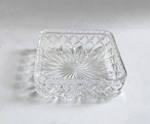 Old Vintage Square Heavy Clear Crystal Cut Glass Bowl - Picture 1 of 4