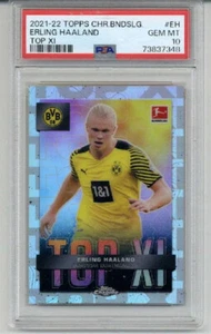 2021-22 TOPPS CHROME BUNDESLIGA TOP XI #EH ERLING HAALAND PSA 10 LOW POP RARE - Picture 1 of 2