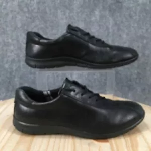 Ecco Shoes Womens 41 Babett Oxford Black Leather Lace Up Comfort Low Top - Picture 1 of 16