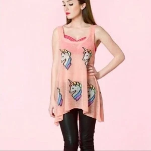 Wildfox White Label Pink Knit Unicorn Swing Tank Tunic Top NEW Size Small NWT - Bild 1 von 5