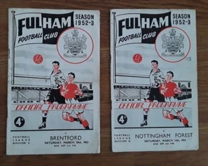 Fulham 1952/53 Selection of Division 2 Home League Programmes from menu - Picture 1 of 3