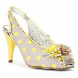 POETIC LICENCE SIZE7.5 ABSENT MINDED YELLOW POLKA DOTS FLOWERS PEEP TOE PUMPS - Picture 1 of 1
