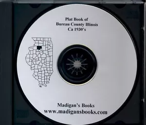 Bureau County Illinois IL Platte Buch Geschichte Genealogie Karte ca 1930er Princeton CD - Bild 1 von 2