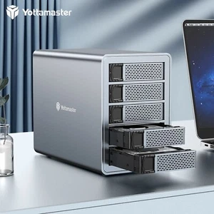 Yottamaster 5 Bay Hard Drive Enclosure USB C Daisy Chain For 2.5" 3.5" HDDs 80TB - Picture 1 of 8