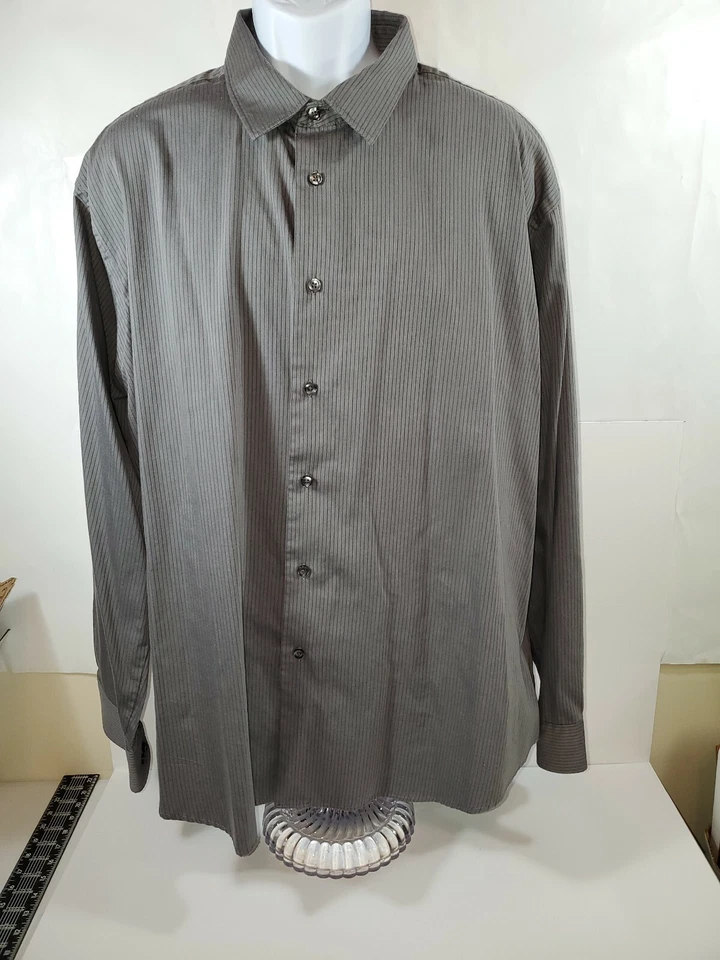 4 Van Heusen Mens Dress Shirts Lt Gray, Dark Gray, Green, Black XXL18-18.5 - Image 1 of 4