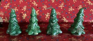 Vintage Taverne Weihnachten Neuheit Kerzen grün 3" Weihnachtsbäume - 4er Set Neu aus altem Lagerbestand - Bild 1 von 9