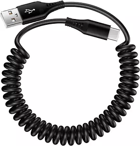 3FT Coiled USB to USB-C Cable for Fast Charging iPhone and Samsung Devices - Picture 1 of 11