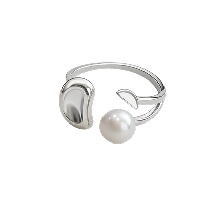 Anello Aperto da Donna in Argento Tailandese con Luna Geometrica - Immagine 1 di 4