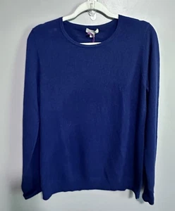 Garnet Hill Blue 100% Cashmere Pullover Sweater Women’s Size Medium New - Picture 1 of 6