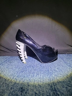 Dsquared2 Feminino Plataforma Salto Bloco de Veludo Biqueira Aberta Tamanho 41 Whimsigoth Mob Wife - Imagem 1 de 4