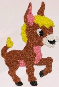 1970s Popcorn Art Melted Plastic Donkey Christmas Nativity Wall Hanging Decor - Picture 1 of 13