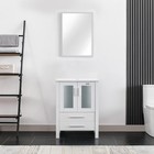 24" White Bathroom Vanity Set Cabinet Glass Ceramic Vessel Sink No Mirror