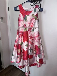Girls Pink Flowers Party Dress Size 12 Short In The Front Long Back Gorgeous! - Picture 1 of 8