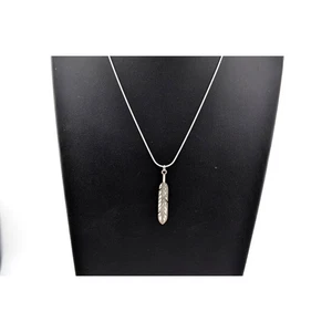 Vintage 925 Sterling Silver Navajo Feather Pendant 18" Necklace - Picture 1 of 3