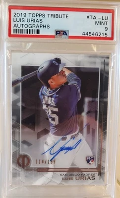 Tarjeta de novato 2019 Topps Tribute Auto Luis Urias autógrafo #/199 Padres PSA 9 RC Foto 1 de 3
