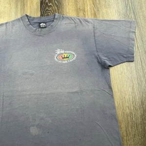 Vintage Stussy Shirt Herren XL Faded Black Skate Vibrations Rasta Crown 80s Tee - Bild 1 von 19