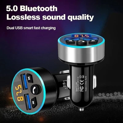 Encendedor de cigarrillos Coche Bluetooth Transmisor FM Radio Adaptador 2 Cargador USB Foto 1 de 4