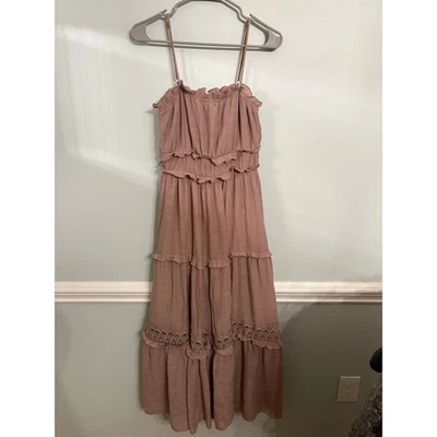 Vestido maxi feminino YFVE boho em camadas – rosa malva - Imagem 1 de 4