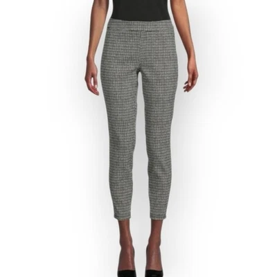 Calça cropped Nanette Lepore xadrez feminina S preta branca cintura alta trabalho preppy nova com etiquetas - Imagem 1 de 4