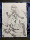 Original Comic Art Sexy Ms Marvel 8x12 Drawing Sketch Pinup Signed