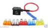 Dual ATO/ATC/APR Blade Fuse Tap Holder + Fuse Set - Add A Circuit For Car Audio, Lights, Dash Cams (16 Gauge Wire)